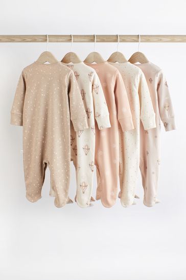 Neutral Baby 100 Cotton Sleepsuits 5 Pack 0mths 2yrs