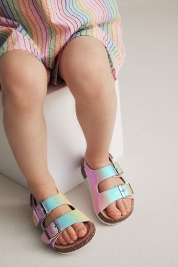 White two buckle sandals sales