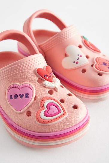 Peach Pink Hearts Character Clogs