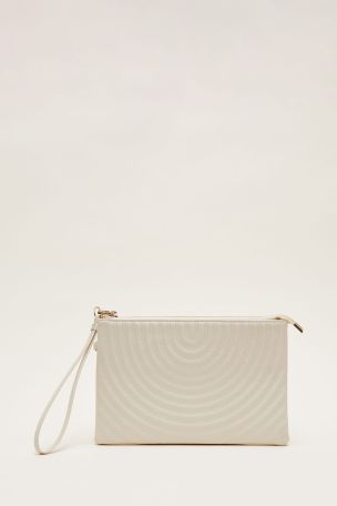 Buy Phase Eight Cream Leather Stitch Detail Clutch Bag from the