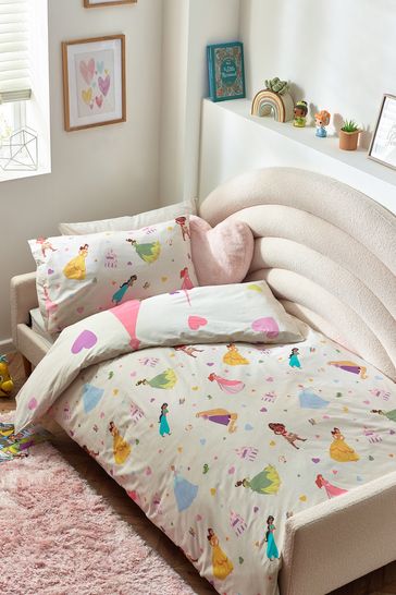 Pink Disney Princess 100 Cotton Duvet Cover and Pillowcase Set