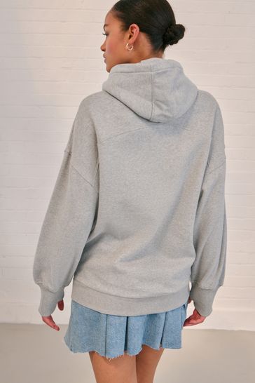 Grey longline hoodie cheap