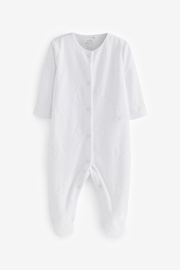 White velour baby sleepsuit on sale