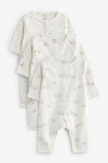 Neutral Premature Baby Sleepsuits 3 Pack (0-0mths)