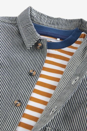 Stripe Denim Shacket, T-Shirt and Shorts Set (3mths-7yrs)