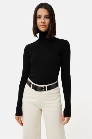 Jigsaw Slash Back Polo Neck Black Jumper