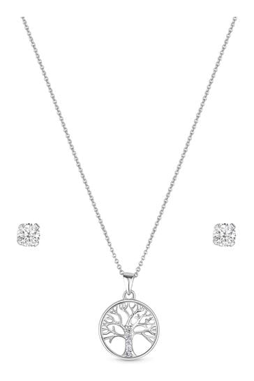 Simply silver necklace and earring set online