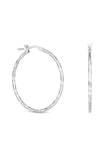 Small silver hoop earrings with diamonds on sale