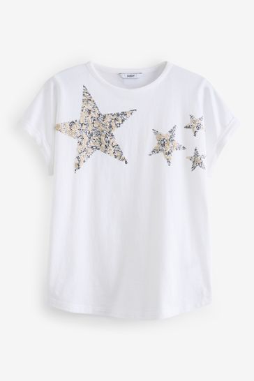 Buy 100 Cotton Sparkle Sequin Star T Shirt from Next