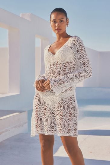 White crochet beach cover up online
