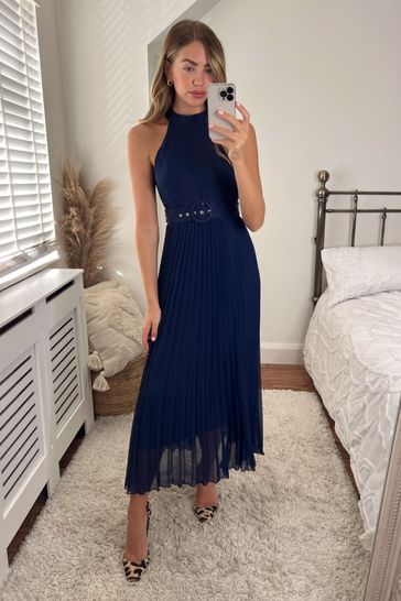 Buy Style Cheat Luisa Halter Pleated Maxi Dress from the Laura