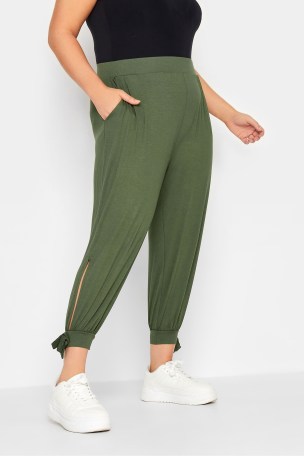 Buy Yours Curve Jersey Cropped Harem Trousers With Split from Next