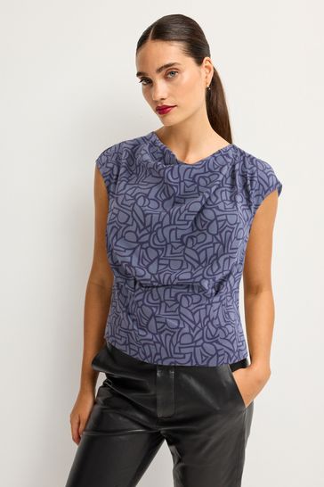 Striped geometric cowl neck best sale sweatshirt