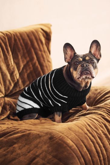 Black and White Stripe Dog Jumper