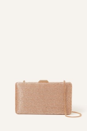 Nude Beaded Clutch Purse