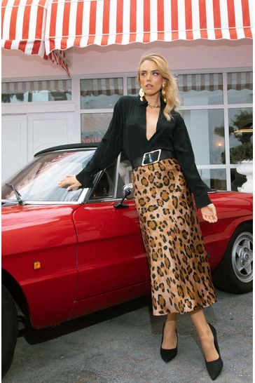 Leopard store skirt red