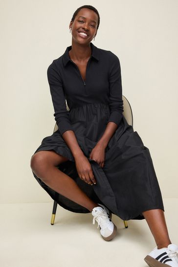 Long sleeve shirt dress midi top