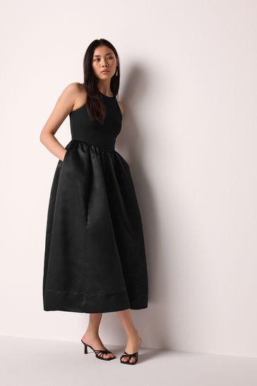 Buy Satin And Jersey Racer Occasion Midi Dress from Next