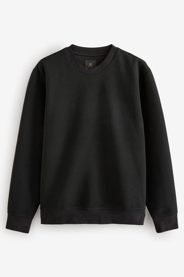 Black/Dark Premium Texture Crew Sweatshirt