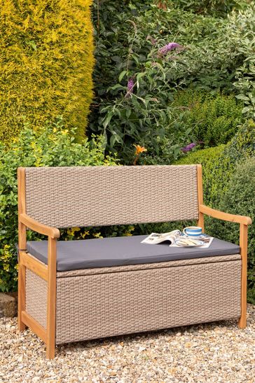 Brown hot sale wicker bench