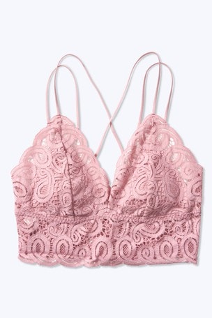 crochet lace bralette pink