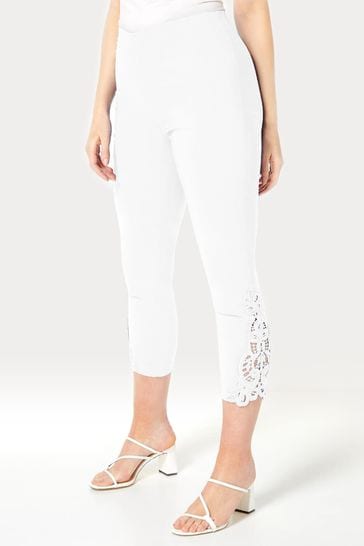 Roman Lace Insert Crop Stretch Trousers 