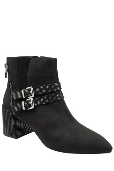 black suede pull on ankle boots