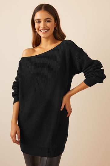 Long Line Slash Neck Jumper 