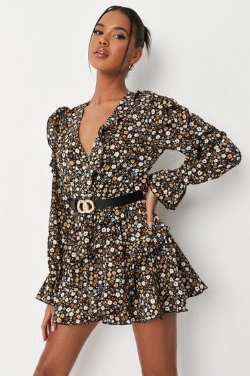 Buy Missguided Puff Sleeve Floral Mini ...