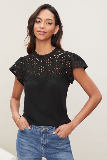 Buy Lipsy Broderie Yoke Top from Next 