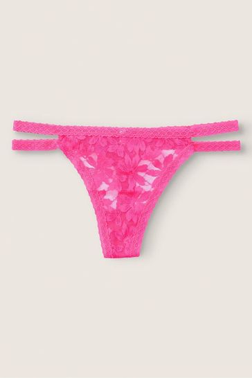 Victoria's Secret PINK Capri Pink Strappy Lace Thong Knicker