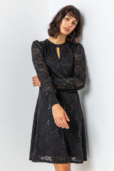 Buy Roman Lace Sparkle Swing Dress from 