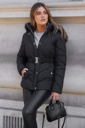 black short padded coat