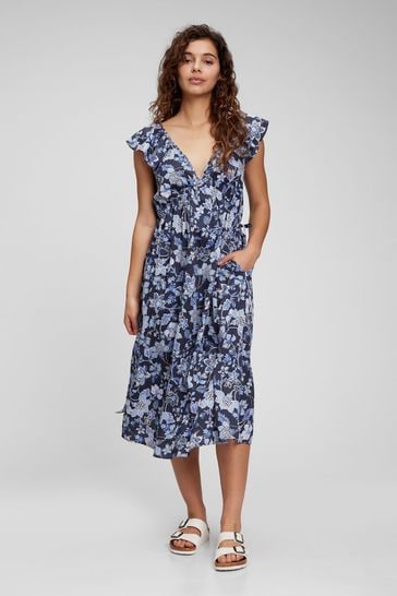 Buy Gap Flutter Sleeve Midi Dress from 