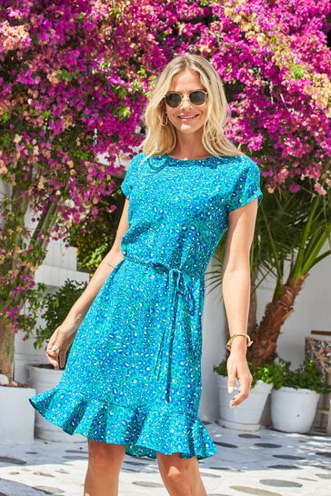 Buy Sosandar Animal Print Ruffle Hem 