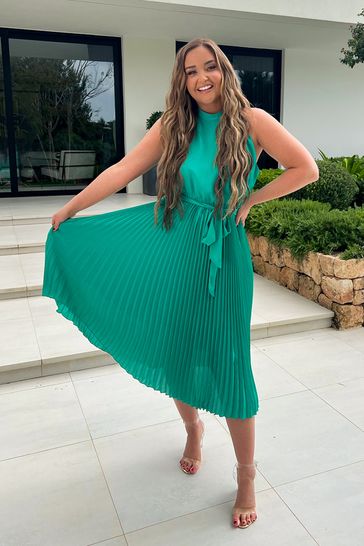 midaxi pleated dress