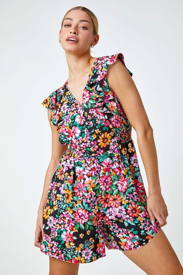Buy Dusk Ditsy Floral Print Frill Playsuit from Next Singapore