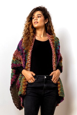 Buy Roman Print Boho Cape Cardigan from 