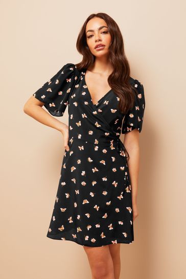 Wrap Short Sleeve Mini Dress 