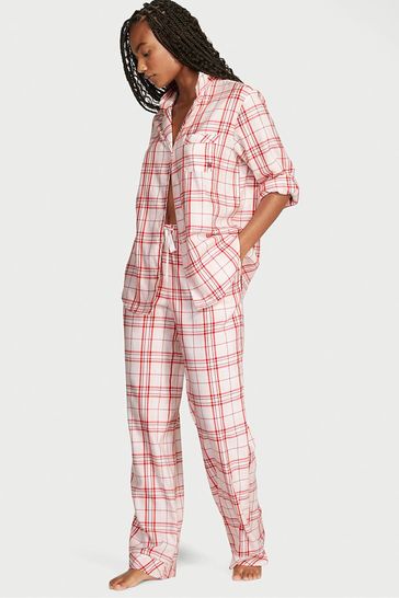 Victoria's Secret Red White Plaid Flannel Long Pyjamas