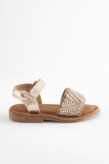 Rose Gold Beaded Occasion Sandals