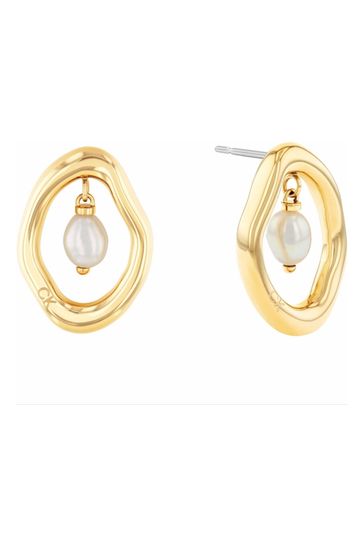 Buy Calvin Klein Jewellery Ladies Gold Tone Edgy Pearls Earrings