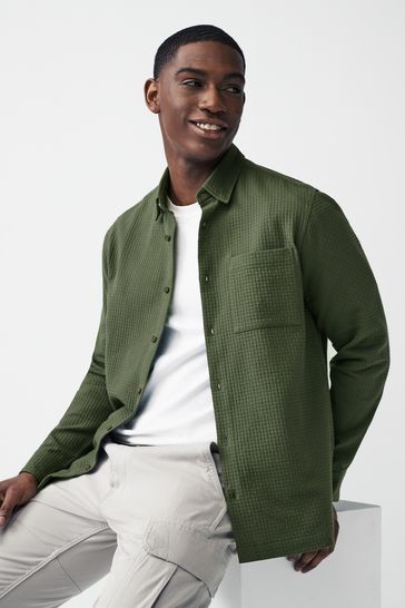 Mens waffle on sale long sleeve shirt