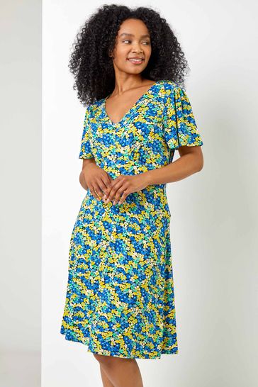 Buy Roman Petite Floral Print Stretch Jersey Dress from the Laura