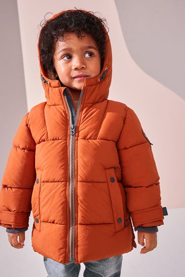 Rust Brown Borg Lined Padded Coat 3mths 7yrs