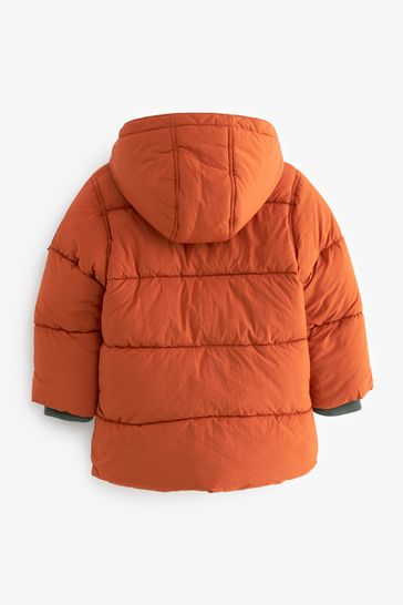 Rust Brown Borg Lined Padded Coat 3mths 7yrs
