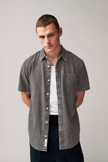 Buy 100 Cotton Denim Short Sleeve Shirt from Next