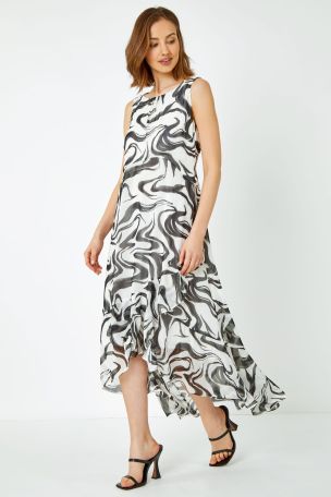 Buy Roman Swirl Print Chiffon Midi Dress from the Laura Ashley