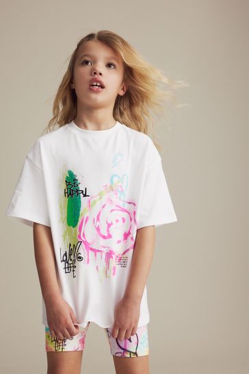 Buy Oversized 100 Cotton T Shirt and Cycle Shorts Set 3 16yrs from Next