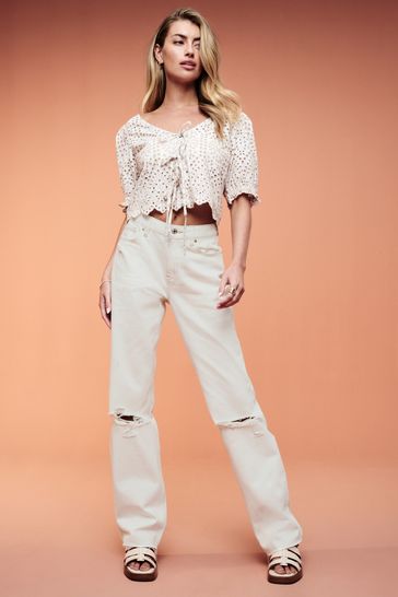 Buy 100 Cotton Ripped Straight Leg Jeans from Next